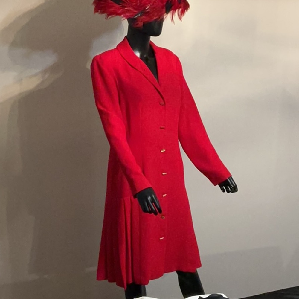 Liz Claiborne Red A-Line Dress with Bishop Sleeves